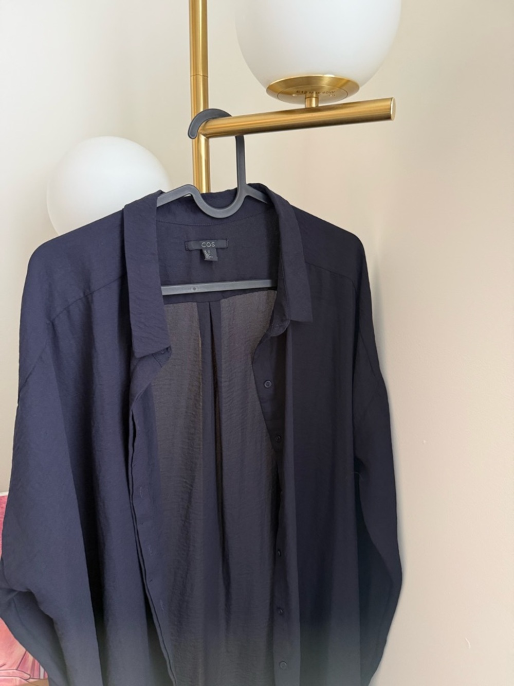 COS Navy Sheer Button-Front Blouse